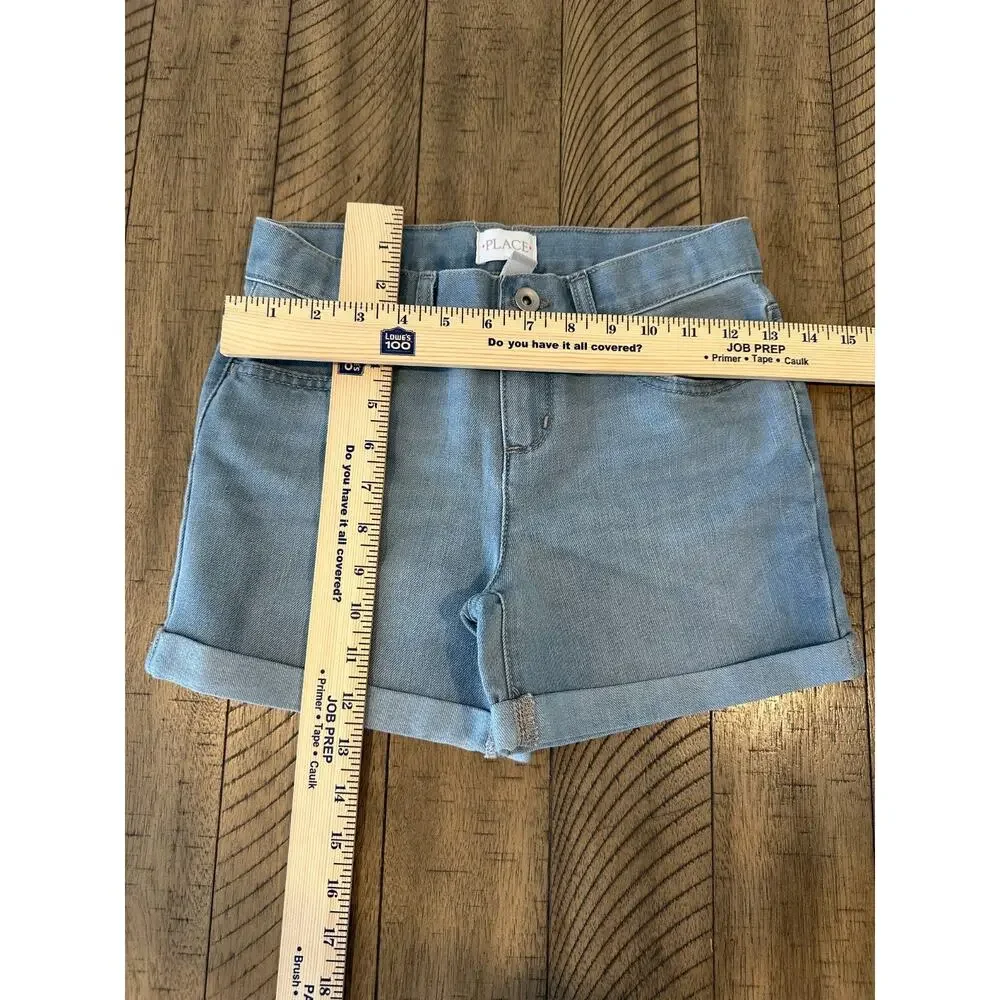 The Children's Place Girls Light Wash Denim Shorts Size 10 Adjustable Waist NWT